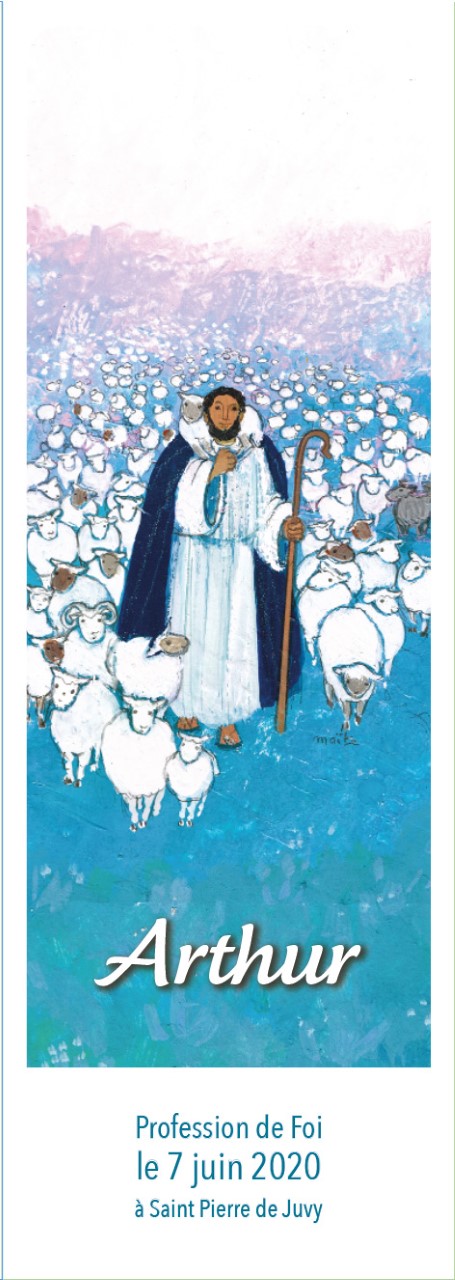 signet personnalisé de baptême : Marie portant un nouveau né